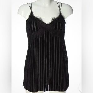 Zara Y2K Trafaluc Collection Black Women’s Velvet-Striped Lace Trim Size USA S